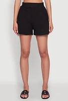 Womens Trendy High Waisted Textured Knit Shorts for Casual Wear,
