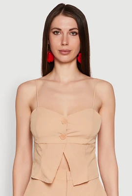 Womens Chic Cami with Sweetheart Neckline and Button Details,