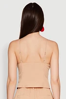 Womens Chic Cami with Sweetheart Neckline and Button Details,