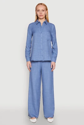Womens Linen High Waisted Wide Leg Pants,