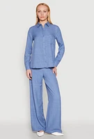 Womens Linen High Waisted Wide Leg Pants,