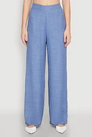 Womens Linen High Waisted Wide Leg Pants,