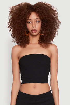 Womens Texture Knit Cropped Tube Top,