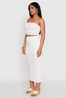 Womens Texture Knit Cropped Tube Top, White,