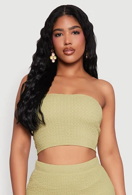 Womens Texture Knit Cropped Tube Top,
