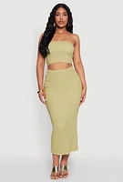 Womens Texture Knit Cropped Tube Top,