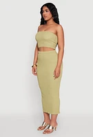 Womens Texture Knit Cropped Tube Top,