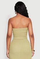 Womens Texture Knit Cropped Tube Top,