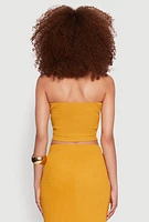 Womens Texture Knit Cropped Tube Top, Yellow, Size L