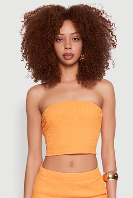 Womens Texture Knit Cropped Tube Top,