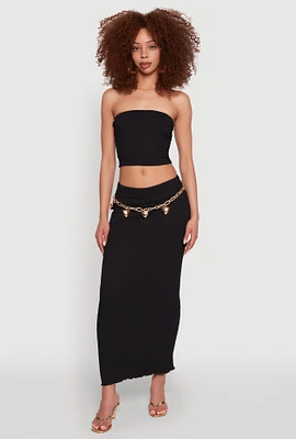 Womens Lettuce Edge Textured Knit Skirt,