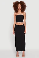 Womens Lettuce Edge Textured Knit Skirt,