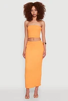 Womens Lettuce Edge Textured Knit Skirt, Orange, Size M
