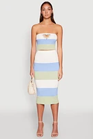 Womens Color Block Knit Midi Skirt,