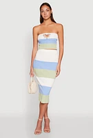 Womens Color Block Knit Midi Skirt,