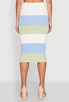 Womens Color Block Knit Midi Skirt,