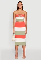 Womens Color Block Knit Midi Skirt, Multi,