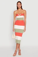 Womens Color Block Knit Midi Skirt, Multi,