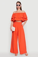 Womens Trendy High Waisted Wide Leg Dress Pants with Pleats,