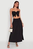Womens Tie Front Smocked Cropped Tube Top,