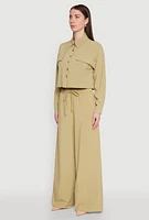 Womens Flap Pocket Cropped Shirt,