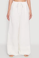 Womens High Waisted Pintuck Detail Pants, White, Size M