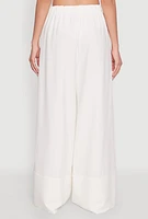 Womens High Waisted Pintuck Detail Pants, White, Size M