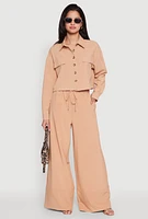 Womens High Waisted Pintuck Detail Pants, Beige, Size L