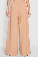 Womens High Waisted Pintuck Detail Pants, Beige, Size L