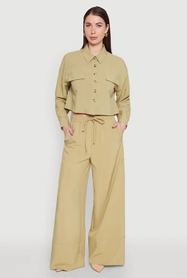 Womens High Waisted Pintuck Detail Pants,