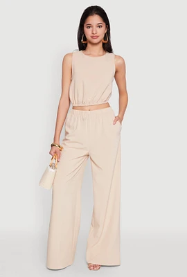 Womens High Waisted Palazzo Pants, Khaki, Size XL