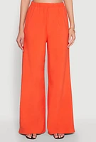 Womens High Waisted Palazzo Pants, Orange, Size L
