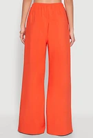 Womens High Waisted Palazzo Pants, Orange, Size L