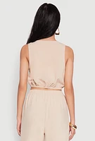 Womens Elastic Waist Cropped Tank Top,