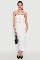 Womens Pinstripe High Waist Skirt, White, Size M