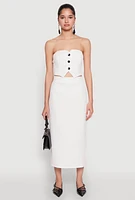 Womens Pinstripe High Waist Skirt, White, Size M