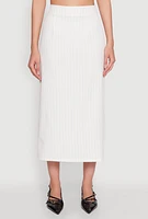 Womens Pinstripe High Waist Skirt, White,