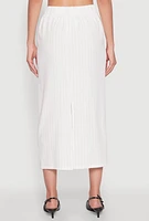 Womens Pinstripe High Waist Skirt, White, Size M