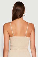 Womens Airy Twist Front Crop Top, Beige, Size L