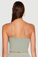 Womens Airy Twist Front Crop Top, Green, Size S