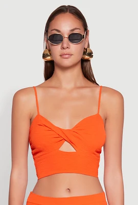 Womens Airy Twist Front Crop Top,