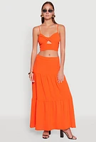 Womens Airy Twist Front Crop Top,