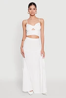Womens Airy Tiered Maxi Skirt, White,