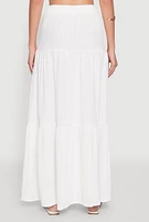 Womens Airy Tiered Maxi Skirt, White,