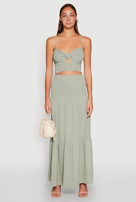 Womens Airy Tiered Maxi Skirt,