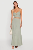 Womens Airy Tiered Maxi Skirt,