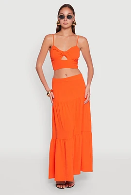 Womens Airy Tiered Maxi Skirt,