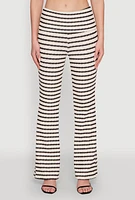 Womens Stylish Foldover Striped Flare Leg Casual Pants, Multi, Size S