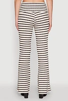 Womens Stylish Foldover Striped Flare Leg Casual Pants, Multi, Size S