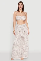 Womens Airy Tie Front Tiered Leg Palazzo Pants, L